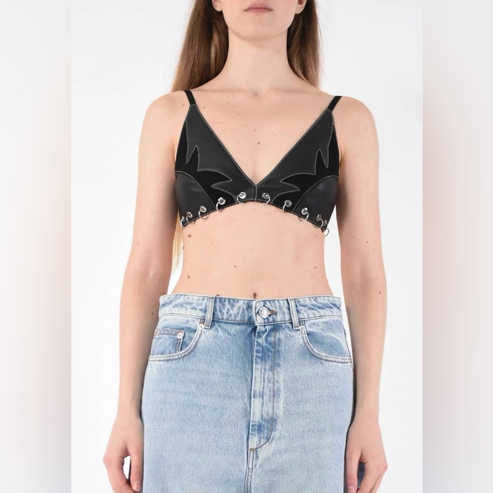 FARFETCH PINKO TOP IN PELLE TOP GUN